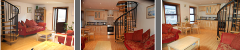 open plan kitchen lounge with washing machine tv dvd